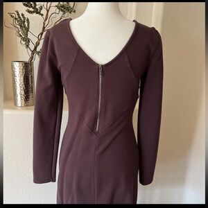 Athleta Illusion Dress Womens S Burgundy  Back Zip 3/4  Sleeve Ponte Knit  EUC